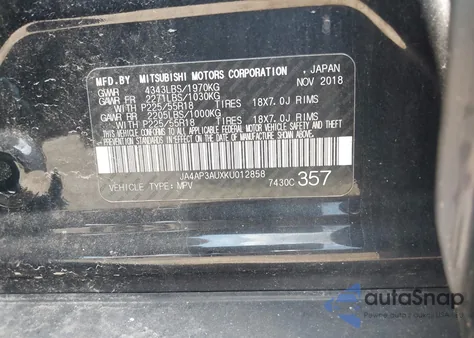 2019 Mitsubishi Outlander Sport 2.0 Es/2.0 Le/2.0 Sp z USA, uszkodzony, nr VIN JA4AP3AUXKU012858